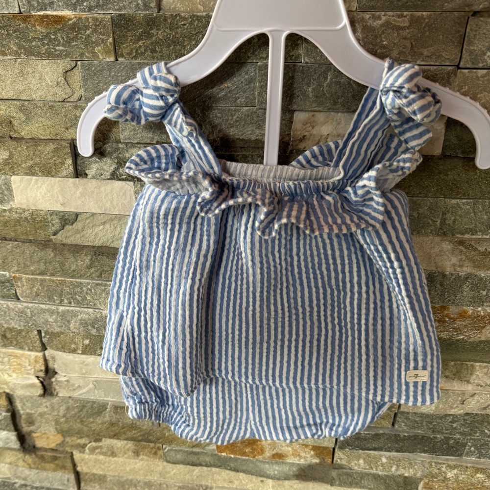 Striped Blue Kids top and shorts/baby girl summer set